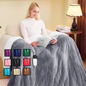 Electric Blanket Twin Full Queen King Size Soft Heated Blanket 10 Heating Levels - Picture 1 of 24