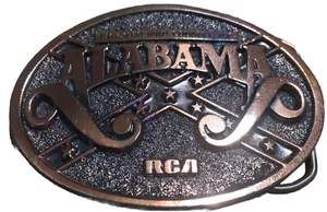 VINTAGE 1980 RCA ALABAMA BAND COUNTRY ROCK MUSIC BELT BUCKLE lp cd BAMA vtg 80s - Picture 1 of 3