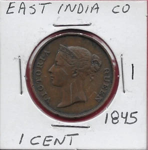 STRAITS SIEDLUNGEN, EAST INDIA COMPANY 1 CENT 1845 VICTORIA,CROWNED HEAD LEFT,VI - Bild 1 von 2
