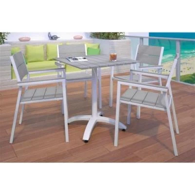 Modway Maine Juego de Comedor Patio Moderno de Aluminio de 5 Piezas en Blanco/Gris Claro Foto 1 de 4