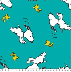 Fleece Peanuts On the Go Snoopy & Woodstock On the Run Fabric Print A334.29 - Picture 1 of 1