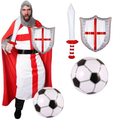 ENGLAND KNIGHT COSTUME FANCY DRESS EURO 2025 FOOTBALL MENS ST GEORGE OUTFIT Foto 1 de 4