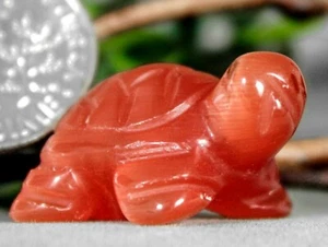 Orange Fiber Optic Stone Turtle Mineral Totem Fetish Tortoise Figurine 9060 - Picture 1 of 3