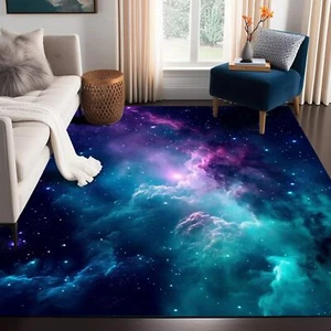 5' X 7' Galaxy Area Rug Dark Blue Starry Sky Carpets for Kids Bedroom Living ... - Picture 1 of 7