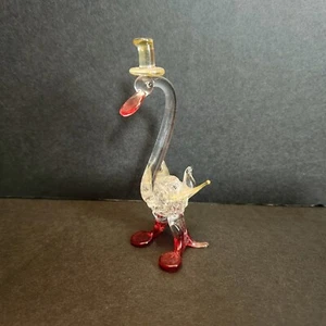 VTG Miniature Lampwork Art Glass Goose Duck Bird Wearing Top Hat Murano Estate - Picture 1 of 5
