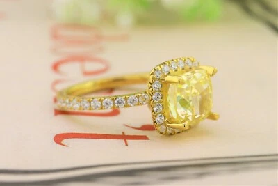 Anel de noivado feminino exclusivo de pedra preciosa amarela em prata esterlina S925 - Imagem 1 de 4