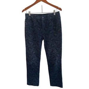 Talbots Pants Womens 6 Blue Floral Motifs Paisley Cropped Straight Leg Stretch - Picture 1 of 8