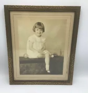 Vintage 1920’s 11x13” Gold Wood Frame-Girl studio Portrait Photo-Portland Maine - Picture 1 of 5