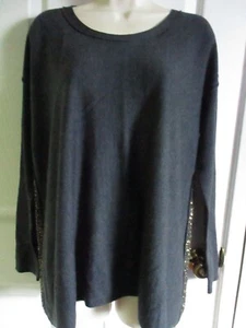 SZ M Eileen Fisher CHARCOAL Italian Fine Merino Jersey w/Sequins Top $358 NWT - Picture 1 of 3