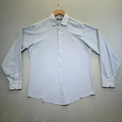 Geoffrey Beene Fitted Men's Blue Check Wrinkle Free Dress Shirt Size 16-34/35 - Image 1 of 4