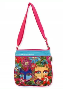 Bolso Bandolera Laurel Burch Eva Cat n Flowers 12"x2"x11.5" NUEVO - Imagen 1 de 3