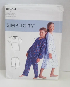 Simplicity 10704 Loungewear: Top, Pants, Gown Pattern Girls' & Boys' 8-16 Uncut - Picture 1 of 3