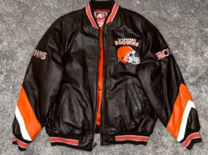 Vintage Carl Banks GIII Leather Jacket Mens XL Cleveland Browns NFL 90s? MINT - Picture 1 of 11