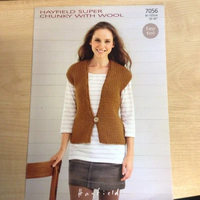 Hayfield Super Chunky Waistcoat Knitting Pattern 7056 Sizes 32-42” - Image 1 of 3