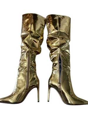 Botas para mujer INC Iyonna charol sobre la rodilla doradas talla 5,5 M Foto 1 de 4