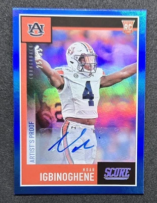 2020 Panini Score Noah Igbinoghene Artist's Proof Blue Rookie Auto /35 #335 RC - Image 1 of 2