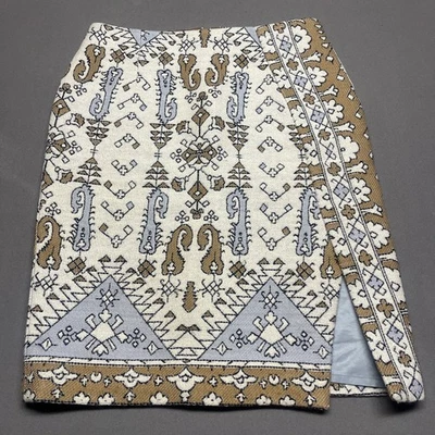 Falda de lana para mujer Tory Burch Runway otoño 2015 talla 8 jacquard azteca Foto 1 de 4