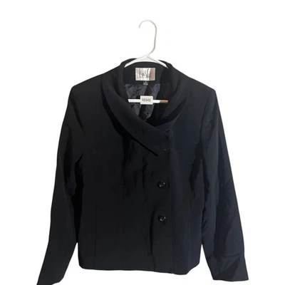 Chaqueta Blazer Informal Le Suit Cierre de 3 Botones Laterales para Mujer Talla 10 Negra Foto 1 de 4