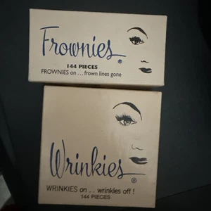 Vintage FROWNIES & Wrinkies Forehead Between Eyes Patches Box *Mostly Unused - Picture 1 of 7