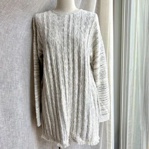 Suéter túnica J. Jill para mujer S mezcla de algodón botones flecos traseros neutro mínimo - Imagen 1 de 11