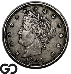 1883 Liberty Nickel, V Nickel, No Cents - Picture 1 of 3