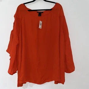 Camiseta Ashley Stewart Mangas Campana Roja Mangas Enrejado Nueva con Etiquetas Talla 22/24 - Imagen 1 de 5