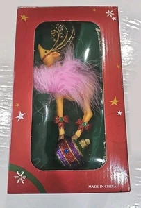 Feathered Reindeer Glitter Fanciful Holiday Ornament Costco Colorful - Picture 1 of 10