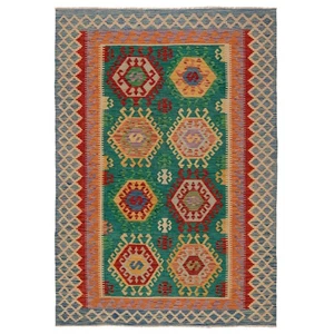 Kelim Afghan 241x170 cm Handgewebter Orientteppich kilim Wolle Carpet Rug - Bild 1 von 9