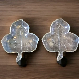 Vintage Candy Dishes, Hazel-Atlas Ivy Leaf Set of 2 Clear Glass 3 Part Divided - Picture 1 of 3