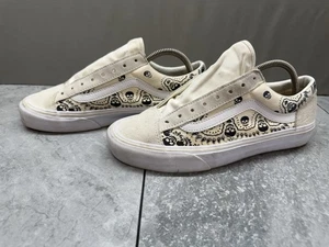 Womens Size 9 Vans Old School Off The Wall Skull Canvas Beige Sneakers No Laces - Picture 1 of 8