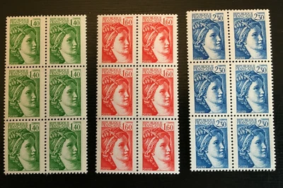 FRANCE 1981 Type Sabine to 2f30 set blocks of 6 MUH Yv2154-2156 (J952~) - Image 1 of 2