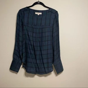 Loft Womens Blue and Green Plaid Blouse size S - Picture 1 of 8