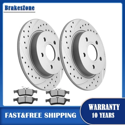 Rotores y pastillas de freno trasero aptos para Ford Focus 2012 2013 2014 2015 2016 2017 2018 Foto 1 de 4