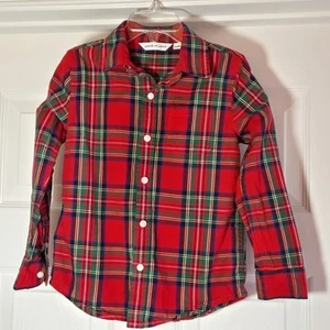 Janie And Jack Red Tartan Plaid Shirt Boy's Size 4 Long Sleeve Cotton - Picture 1 of 5