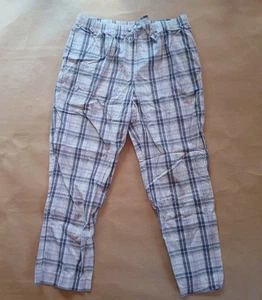 LL BEAN Pyjamahose Baumwolle Damen Größe M weiß & lila kariert bequem - Bild 1 von 10