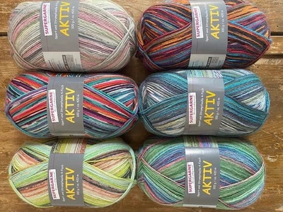 6 x 100gr. Sockenwolle 4-fädig 🧡NEU🧡 Supergarne Aktiv 🧡  Wollpaket 545 - Bild 1 von 4