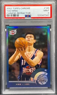 2002-03 Topps Chrome Refractor Yao Ming Chinese Rookie Card HOF RC #146 PSA 9  - Image 1 of 2