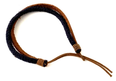 HOLLISTER СИНИЙ КОРИЧНЕВЫЙ КОЖАНЫЙ ТКАНЕВЫЙ БРАСЛЕТ - Изображение 1 из 4