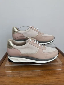 Mint Velvet Ladies Trainers Size 6 EU 39 Blush Pink Gold Neutral Leather Casual - Picture 1 of 15