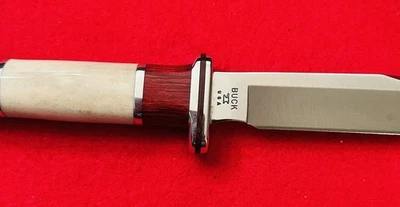 BUCK USA 102 KLINK NIB CHERRY HANDLES. A CUSTOM HANDMADE LEATHER SHEATH NIB - Image 1 of 4