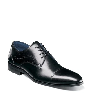 Stacy Adams Men's Bryant Cap Toe Lace Up Oxford, Black, 8 Wide - Picture 1 of 8