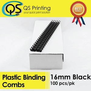 16 mm Plastic Binding Combs Black 100/ Box - Picture 1 of 1