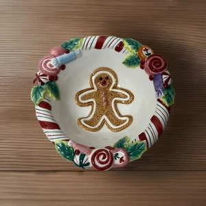 Fitz And Floyd Essentials Gibgerbread Man Candy Lane Bowl Christmas Holiday - Picture 1 of 8