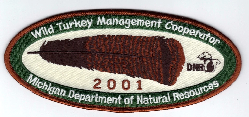 2001 MICHIGAN DNR SUCCESSFUL TURKEY-DEER HUNTER PATCH -HUNTING LICENSES- PINBACK - Image 1 of 1