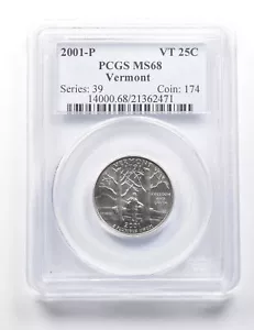 2001-P Washington State Quarter Vermont MS68 PCGS *9424 - Picture 1 of 3