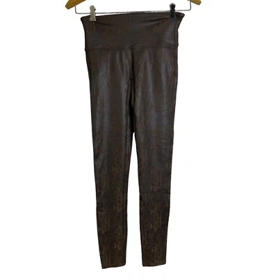 Leggings Spanx Imitación Cuero Marrón Serpiente Medianos Pull On Compresión Elastizados 20265 Foto 1 de 4