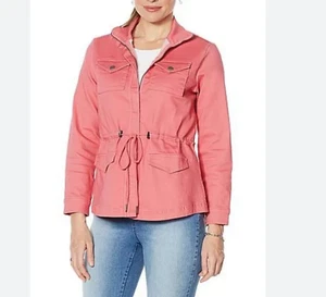 DG2 Diane Gilman Women's Virtual Stretch Denim Zip Anorak Jacket Spice XL - Picture 1 of 2