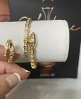 Women Girls Diamond Snake Shaped 18K Gold Plated Cuff Bangle Bracelet And Ring