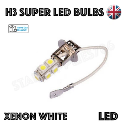 1x H3 LED BULB 9 SMD WHITE HEADLIGHT FOG LIGHTS DRIVING CORNERING BULBS - Image 1 of 3