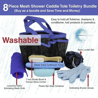 Kit de bolsa de ducha exfoliante de 8 artículos cepillo de uñas jabón pómez caja de cepillo de dientes Foto 1 de 4